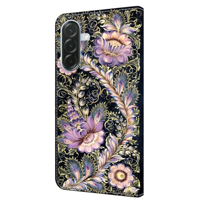 OEM - Samsung Galaxy A37 Plånboksfodral Konstläder Mönstertryck - Vintage Gold Pin