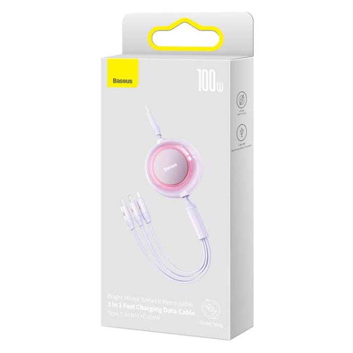 BASEUS - Baseus 3in1 USB-A till USB-C, Lightning, microUSB kabel 1.1m
