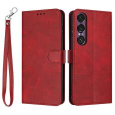 A-One Brand - Sony Xperia 1 VII Plånboksfodral Calf Texture Med Rem - Röd