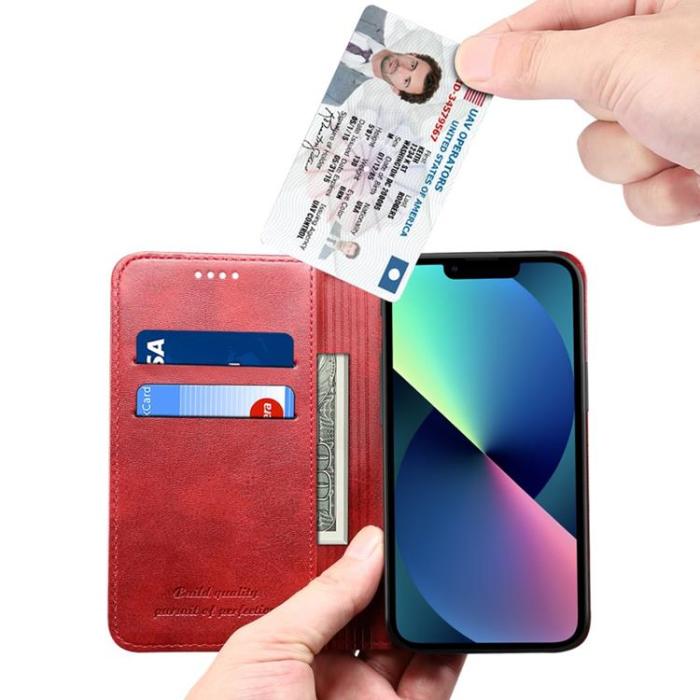 SUTENI - SUTENI iPhone 14 Plus Plånboksfodral Magnetic Kickstand - Röd