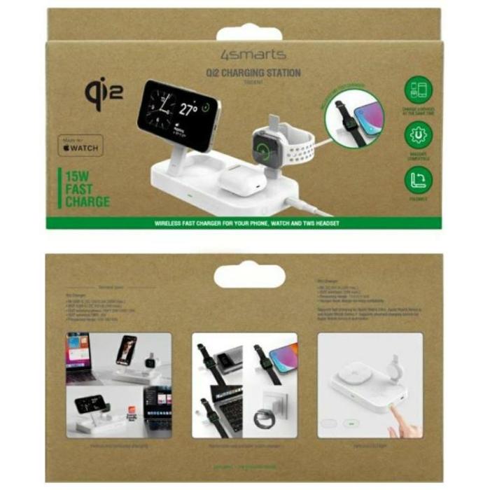 4smarts - 4smarts Qi2 Trådlös Laddare Apple Watch, iPhone, Airpods - Vit