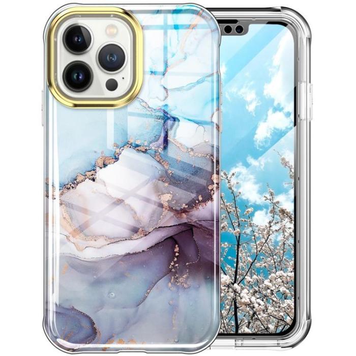 A-One Brand - iPhone 14 Pro Max Skal 360 Marble - Blå