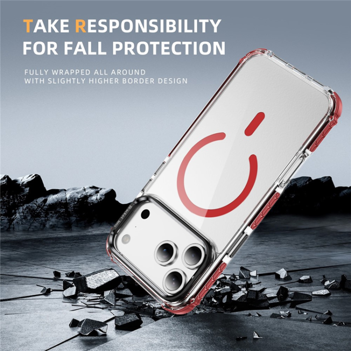 A-One Brand - iPhone 17 Pro Max Mobilskal MagSafe Kickstand - Röd/Svart