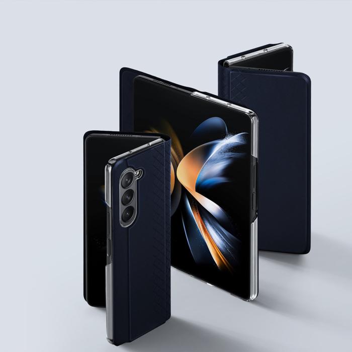 Dux Ducis - Dux Ducis Galaxy Z Fold 5 Plånboksfodral Bril Läder Flip - Blå