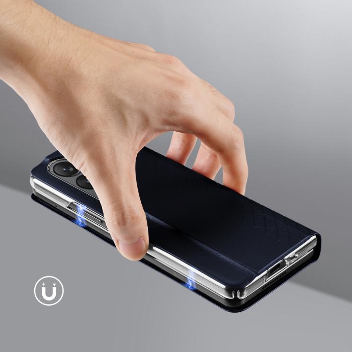 Dux Ducis - Dux Ducis Galaxy Z Fold 5 Plånboksfodral Bril Läder Flip - Blå