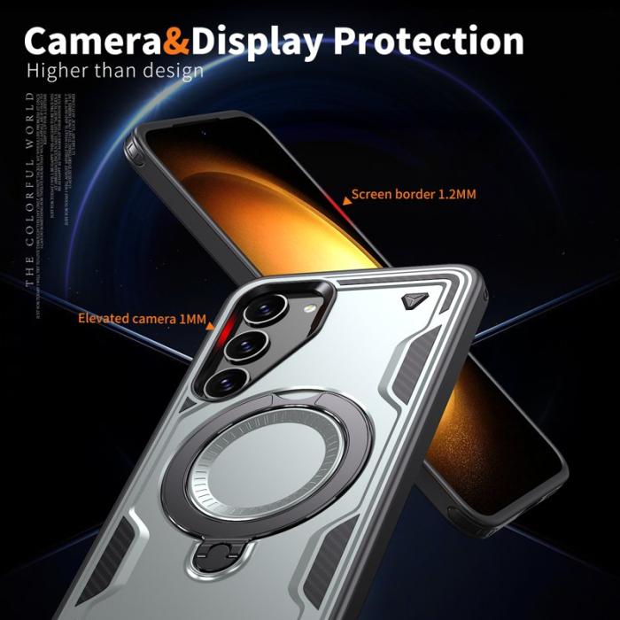 N/A - Mobilskal till Samsung Galaxy S23 Plast Militärskydd Kickstand - Grå