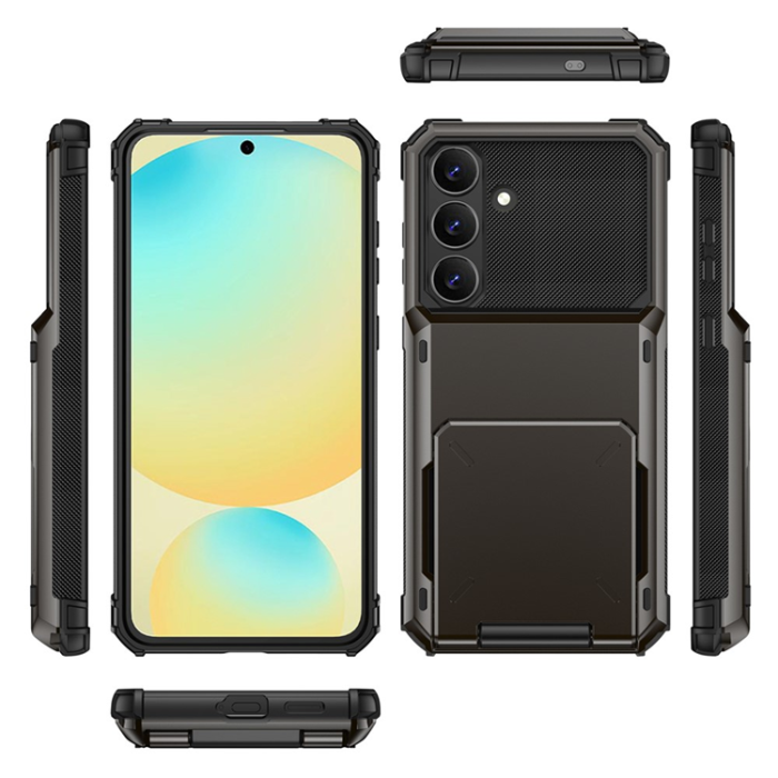 A-One Brand - Galaxy S25 FE Mobilskal Korthållare Dual Layer - Grå