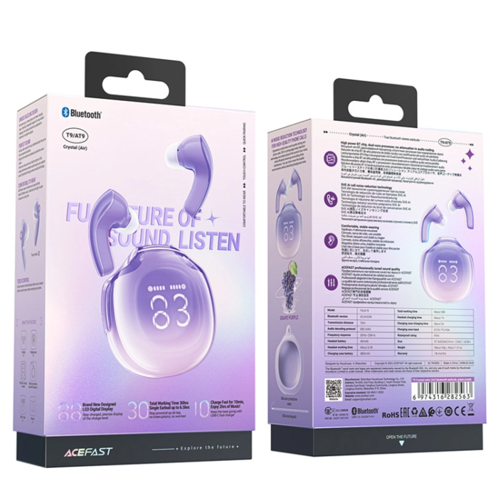 Acefast - Acefast T9 Bluetooth 5.3 In-Ear Trådlösa Hörlurar - Lila