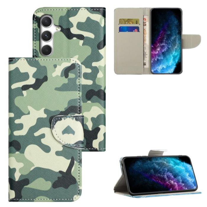 OEM - Samsung Galaxy A57 Plånboksfodral Konstläder Mönstertryck - Kamouflage