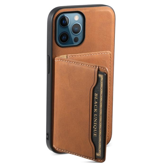 DENIOR - DENIOR D13 iPhone 12 Pro Max Fodral Retro Textur PU+TPU+PC Brun