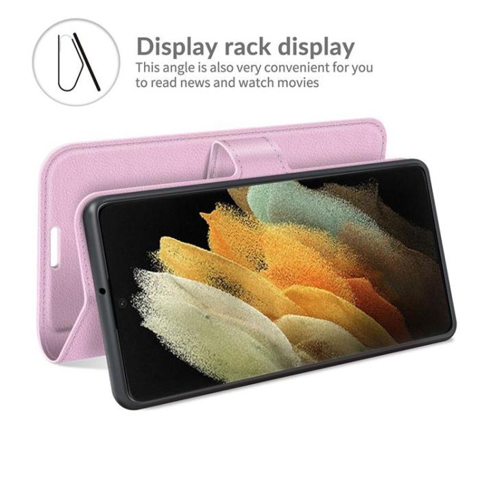 OEM - Litchi Magnetic Fodral Galaxy S22 Ultra 5G - Ljusrosa