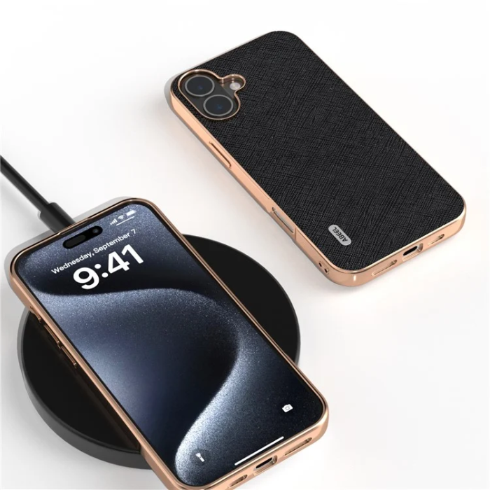 ABEEL - ABEEL iPhone 16 Plus Mobilskal Äkta Läder Electroplating