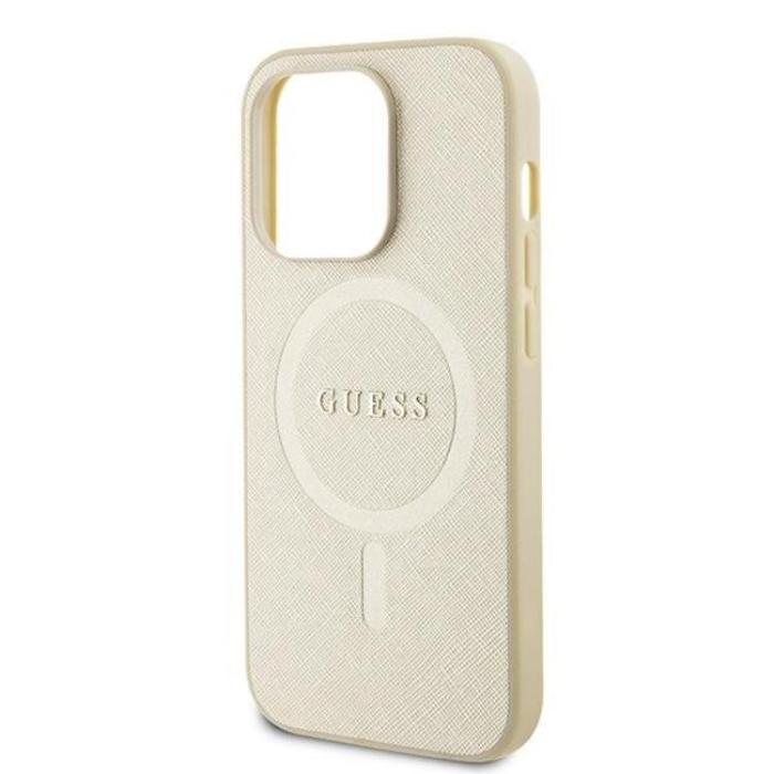 Guess - Guess iPhone 15 Pro Max Mobilskal Magsafe Saffiano - Guld