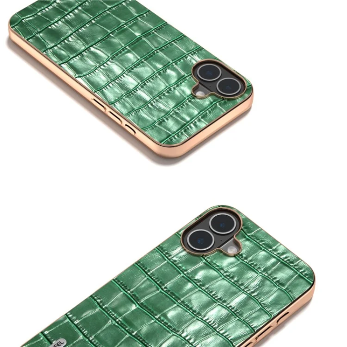 ABEEL - ABEEL iPhone 16 Plus Mobilskal Äkta läder Crocodile - Grön