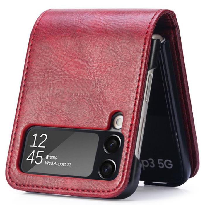 A-One Brand - Galaxy Z Flip 4 Plånboksfodral Portable Folding - Röd