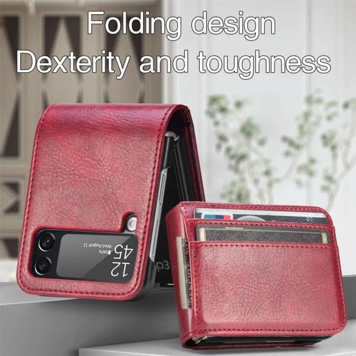A-One Brand - Galaxy Z Flip 4 Plånboksfodral Portable Folding - Röd