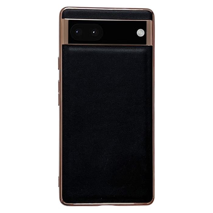 A-One Brand - Google Pixel 6a Skal Äkta Läder Electroplating - Svart