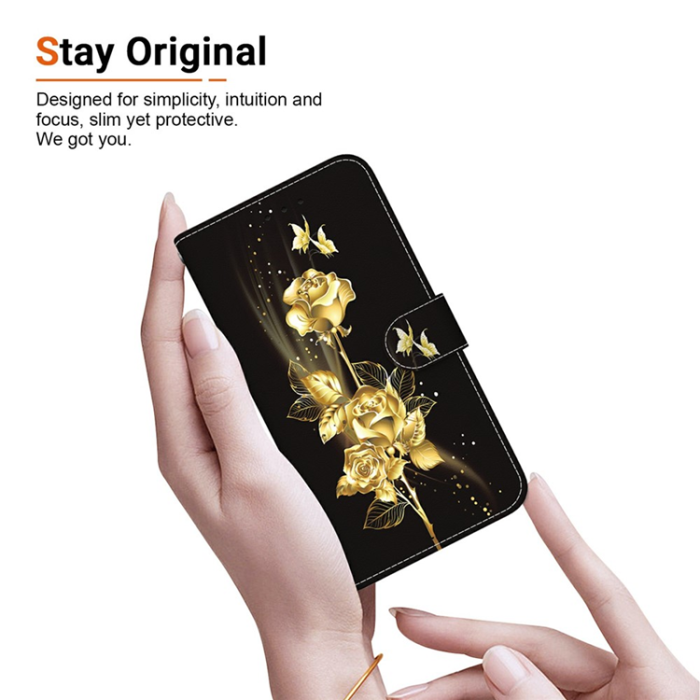 A-One Brand - Sony Xperia 10 VII Plånboksfodral Pattern Printing - Guld Rose