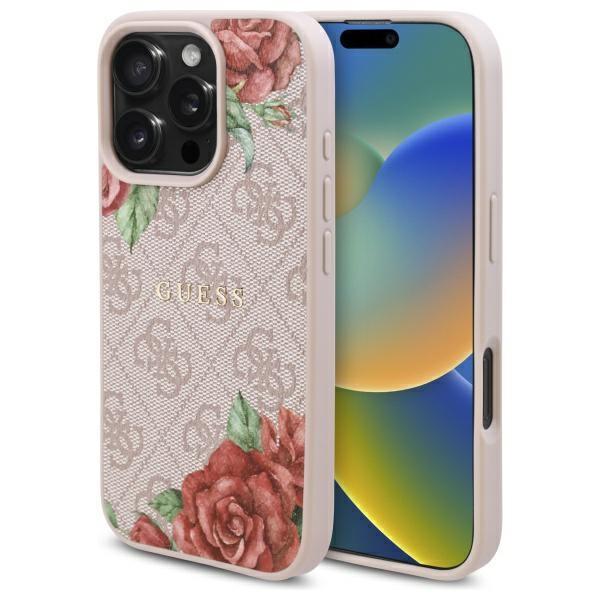Guess iPhone 16 Pro Max Mobilskal MagSafe 4G Flowers Print - Rosa | 2353 | AlltMobil