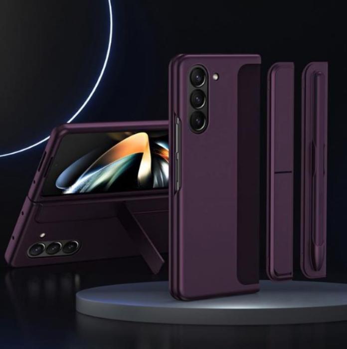 A-One Brand - Galaxy Z Fold 5 Mobilskal Rubberized Kickstand - Plum