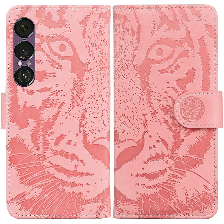 Sony Xperia 1 VII Konstläder Plånboksfodral Tiger Print - Rosa | 2353 | AlltMobil