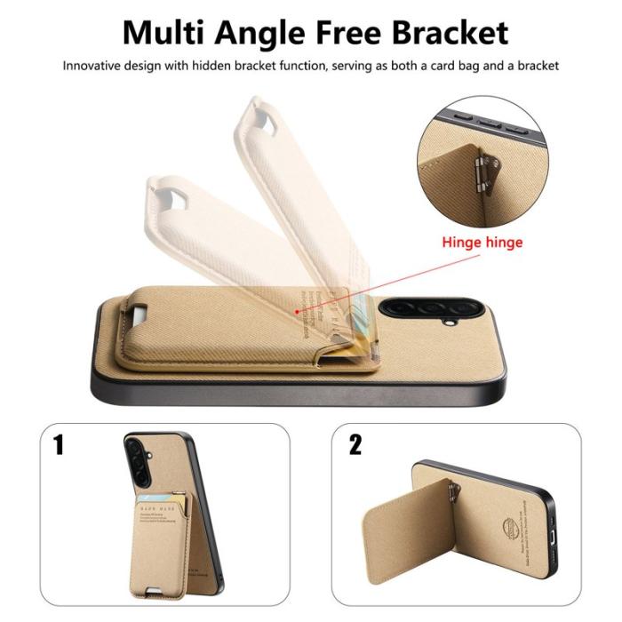 OEM - Mobilfodral för Samsung Galaxy S26 Konstläder + PC + TPU - Khaki