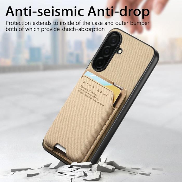 OEM - Mobilfodral för Samsung Galaxy S26 Konstläder + PC + TPU - Khaki