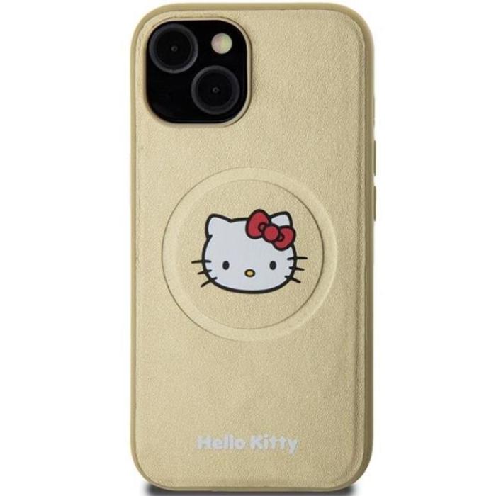 Hello Kitty - Hello Kitty iPhone 15 Mobilskal Magsafe Läder Kitty Head - Guld