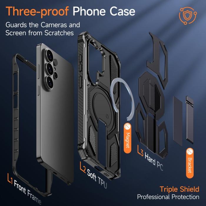 OEM - Mobilskal för Samsung Galaxy S26 Ultra Magnetiskt TPU + PC Kickstand - Svart