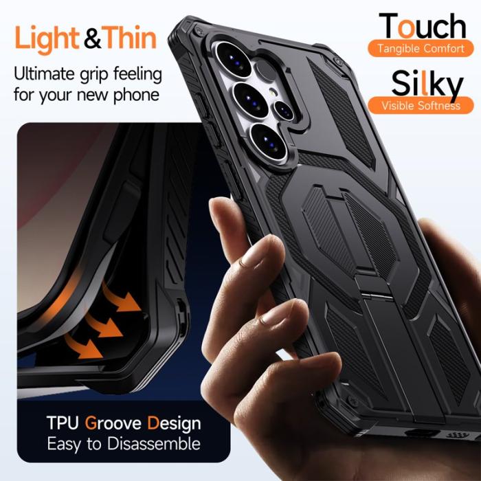 OEM - Mobilskal för Samsung Galaxy S26 Ultra Magnetiskt TPU + PC Kickstand - Svart