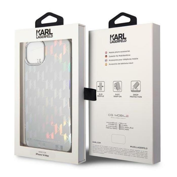 KARL LAGERFELD - Karl Lagerfeld iPhone 14 Plus Skal Monogram Iridescent - Silver