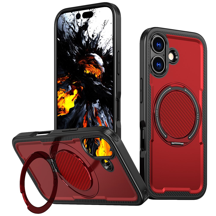 iPhone 17 Mobilskal MagSafe TPU+PC Kickstand - Röd | 2353 | AlltMobil