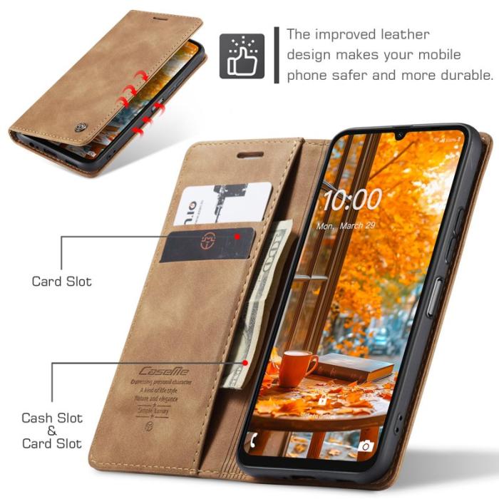 Caseme - CASEME 013 Series Konstläder Plånboksfodral till Samsung Galaxy A06 4G - Brun