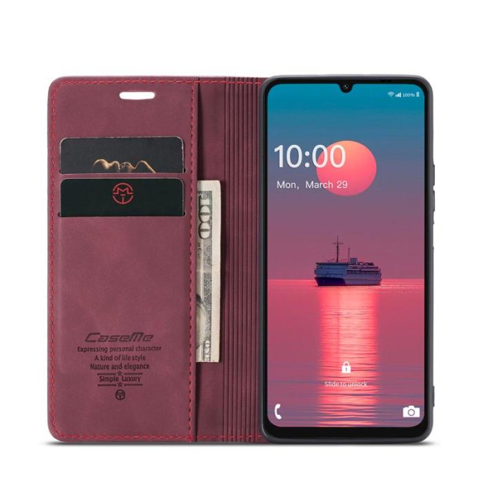 Caseme - CASEME 013 Series Konstläder Plånboksfodral till Samsung Galaxy A06 4G - Röd