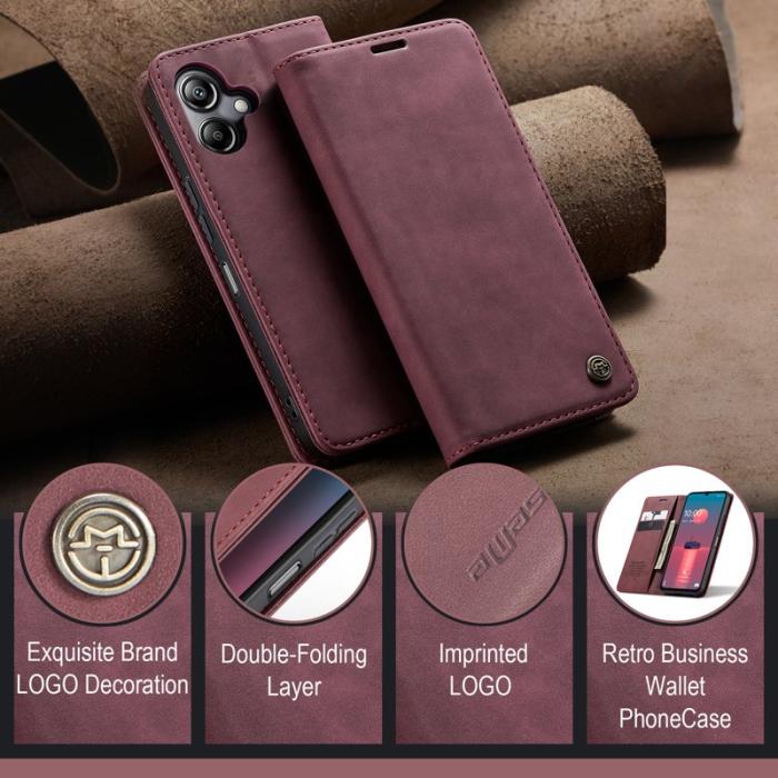 Caseme - CASEME 013 Series Konstläder Plånboksfodral till Samsung Galaxy A06 4G - Röd