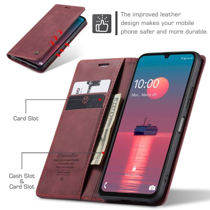 Caseme - CASEME 013 Series Konstläder Plånboksfodral till Samsung Galaxy A06 4G - Röd