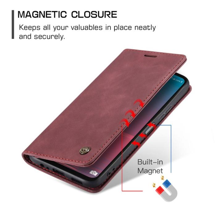 Caseme - CASEME 013 Series Konstläder Plånboksfodral till Samsung Galaxy A06 4G - Röd