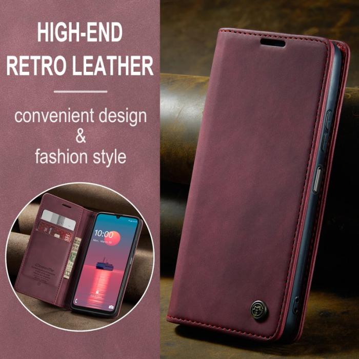 Caseme - CASEME 013 Series Konstläder Plånboksfodral till Samsung Galaxy A06 4G - Röd