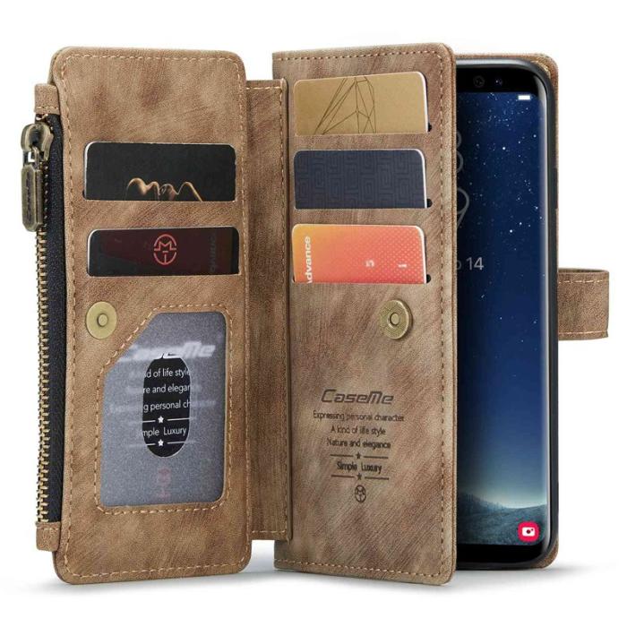 Caseme - CASEME Konstläder Plånboksfodral för Samsung Galaxy S22 5G - Brun