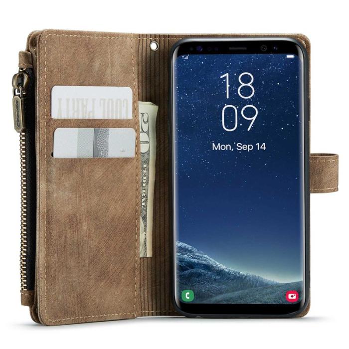 Caseme - CASEME Konstläder Plånboksfodral för Samsung Galaxy S22 5G - Brun