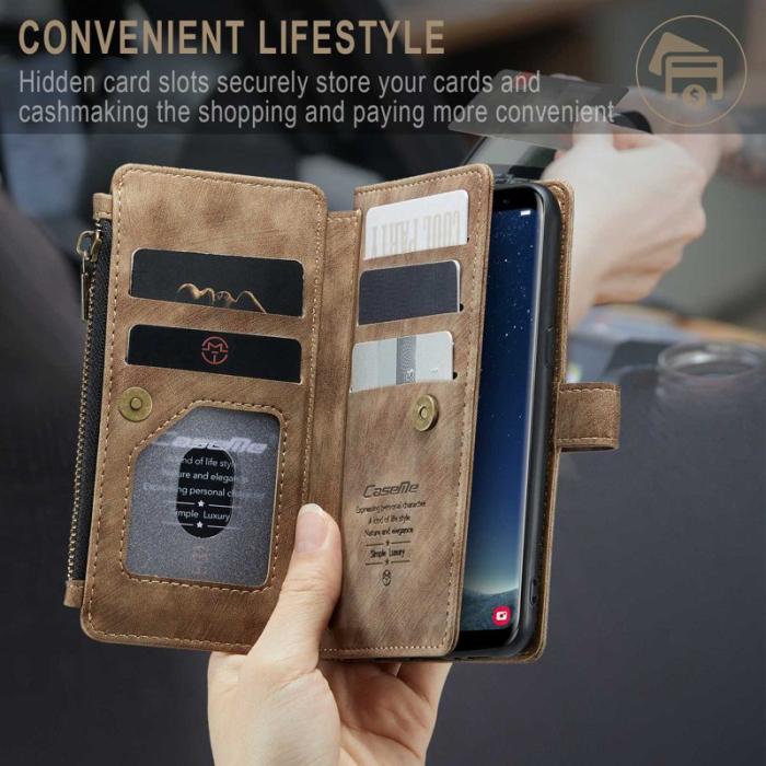 Caseme - CASEME Konstläder Plånboksfodral för Samsung Galaxy S22 5G - Brun