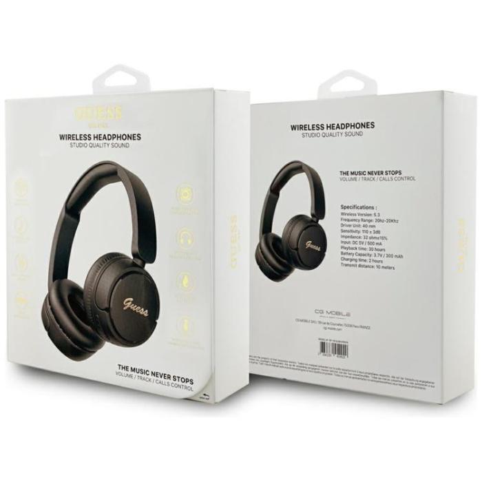 Guess - Guess Over-Ear Hörlurar Bluetooth 5.3 Metal Logo Script - Svart