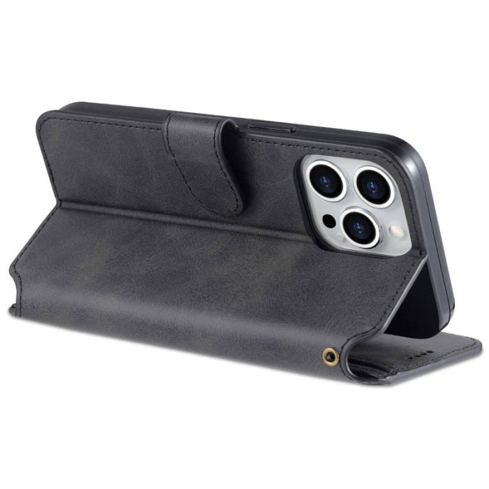 AZNS - AZNS iPhone 14 Pro Plånboksfodral Konstläder - Full Skydd - Svart
