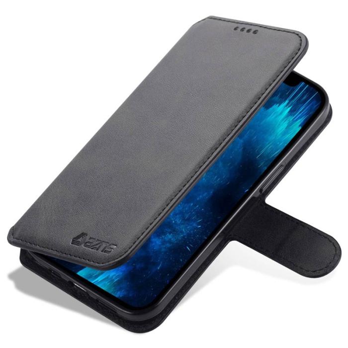 AZNS - AZNS iPhone 14 Pro Plånboksfodral Konstläder - Full Skydd - Svart