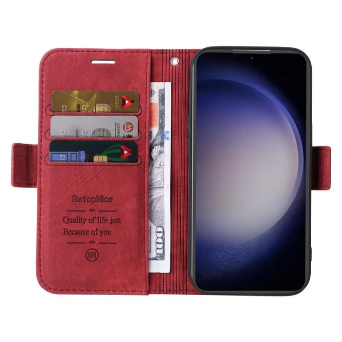 BETOPNICE - BETOPNICE 001 Samsung Galaxy S23 FE Plånboksfodral TPU + Konstläder - Röd