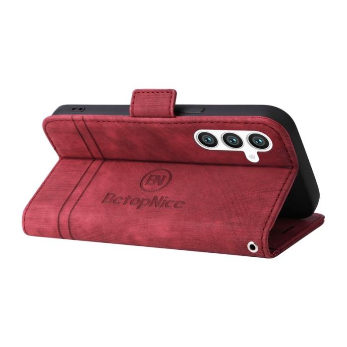 BETOPNICE - BETOPNICE 001 Samsung Galaxy S23 FE Plånboksfodral TPU + Konstläder - Röd