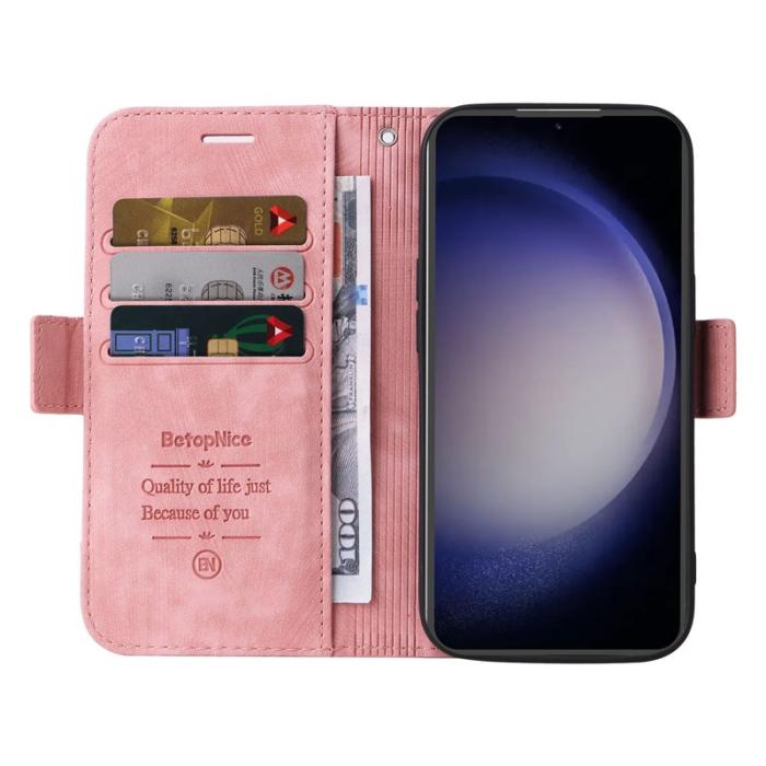 BETOPNICE - BETOPNICE 001 Samsung Galaxy S23 FE Plånboksfodral TPU + Konstläder - Rosa