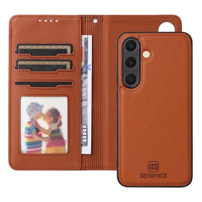 BETOPNICE - BETOPNICE Samsung Galaxy S25 Plånboksfodral Detachable Konstläder - Brun
