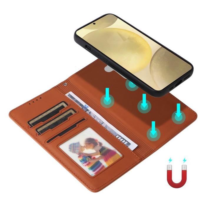 BETOPNICE - BETOPNICE Samsung Galaxy S25 Plånboksfodral Detachable Konstläder - Brun