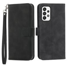 DIERFENG - DIERFENG DF-03 Pl&aring;nboksfodral f&ouml;r Samsung Galaxy A73 5G - Konstl&auml;der - Svart